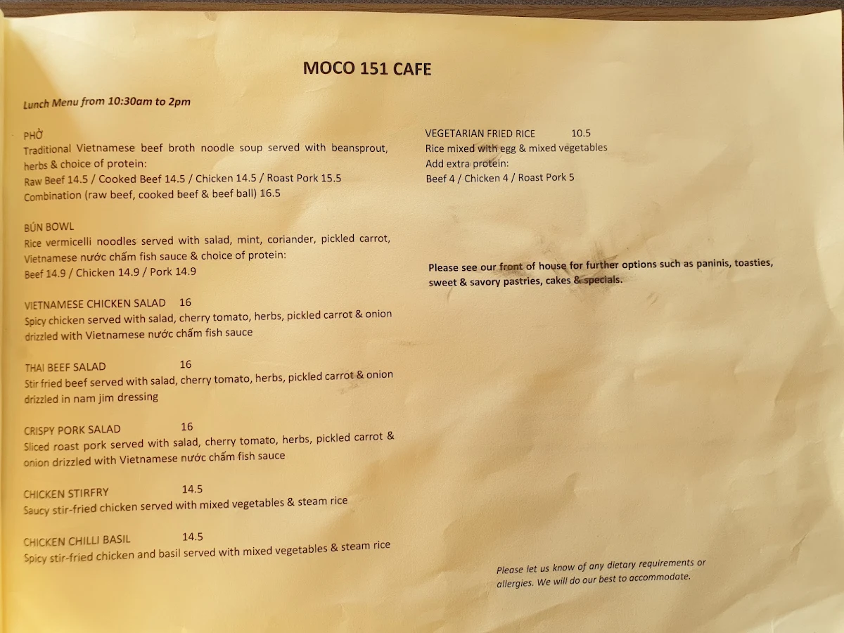 Menu, Moco 151