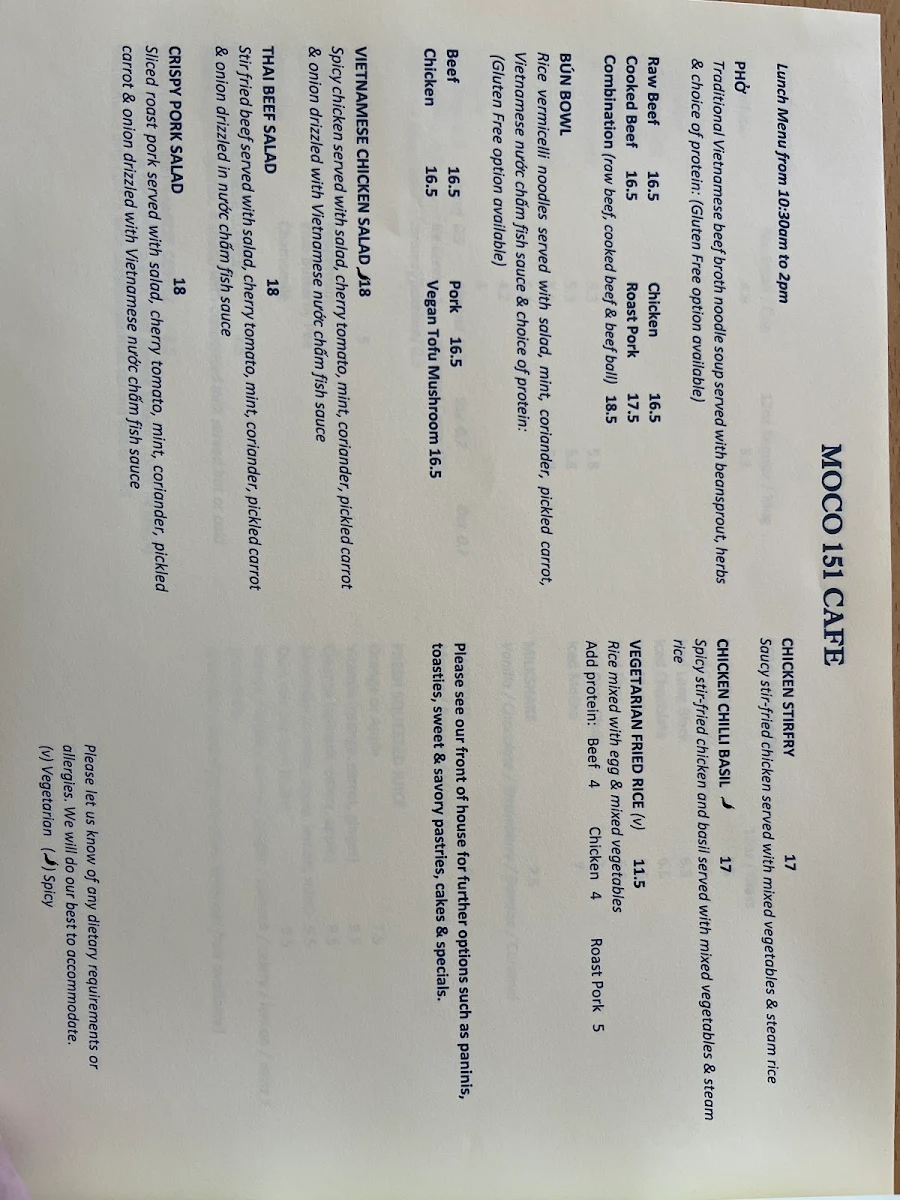 Menu, Moco 151