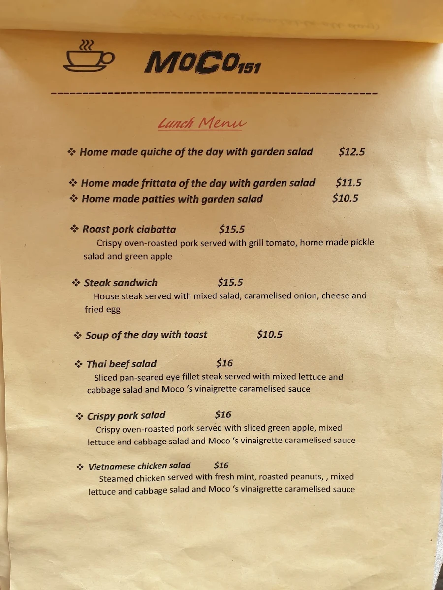 Menu, Moco 151