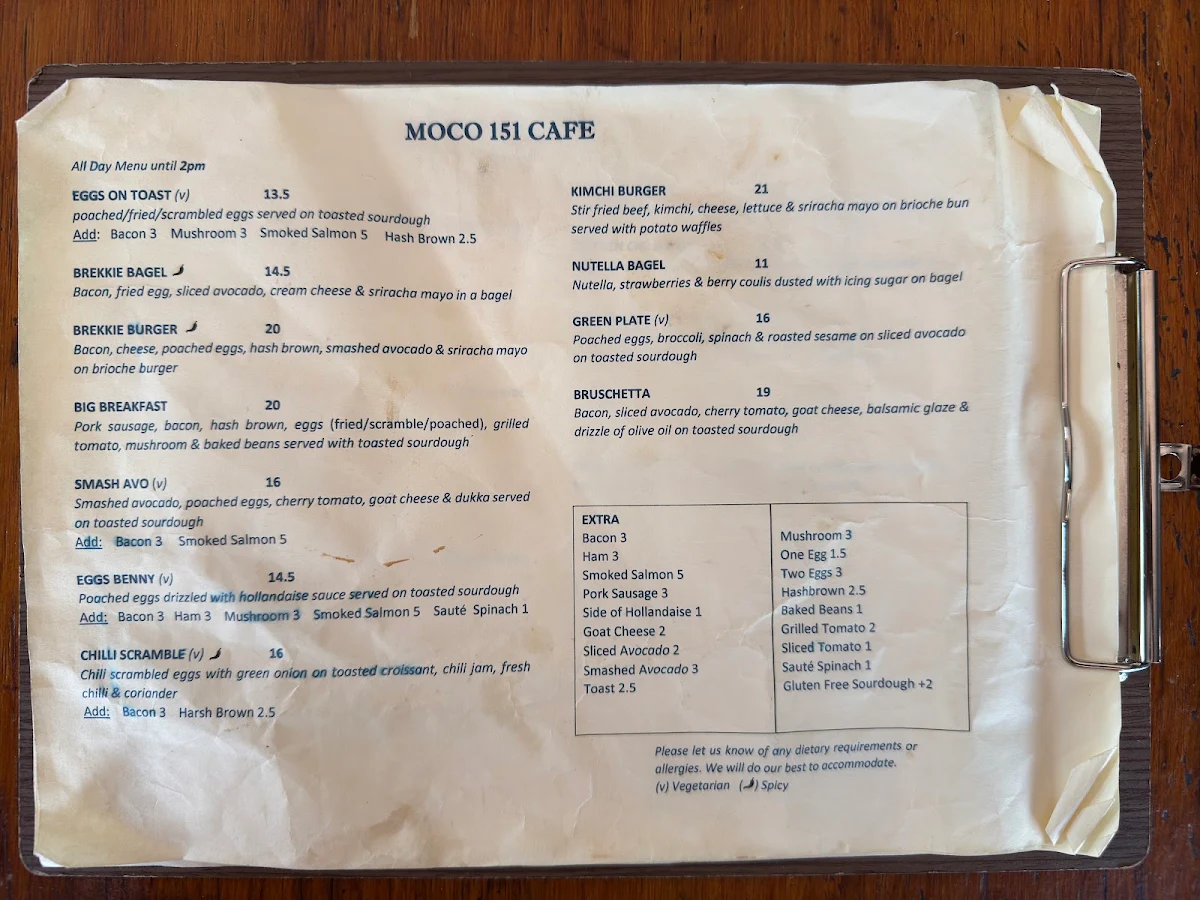 Menu, Moco 151