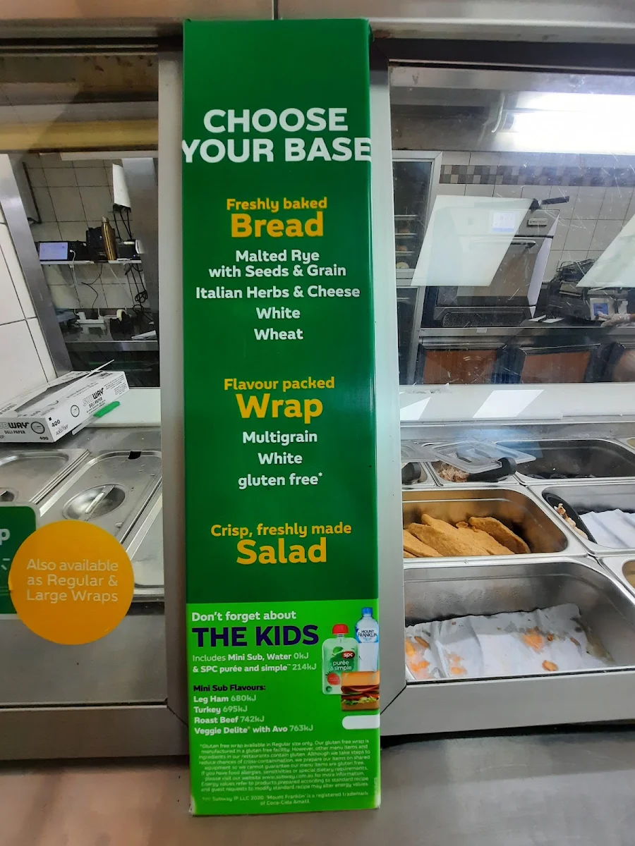 Menu, Subway Westmead