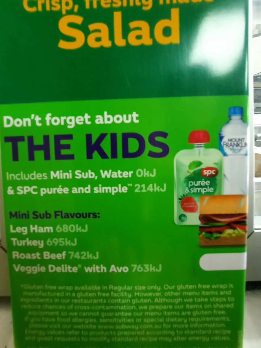 Menu, Subway Westmead