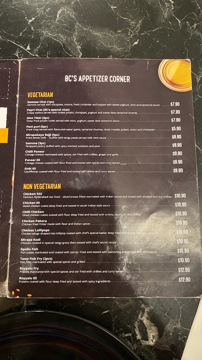 Menu, Biryani Corner Homebush