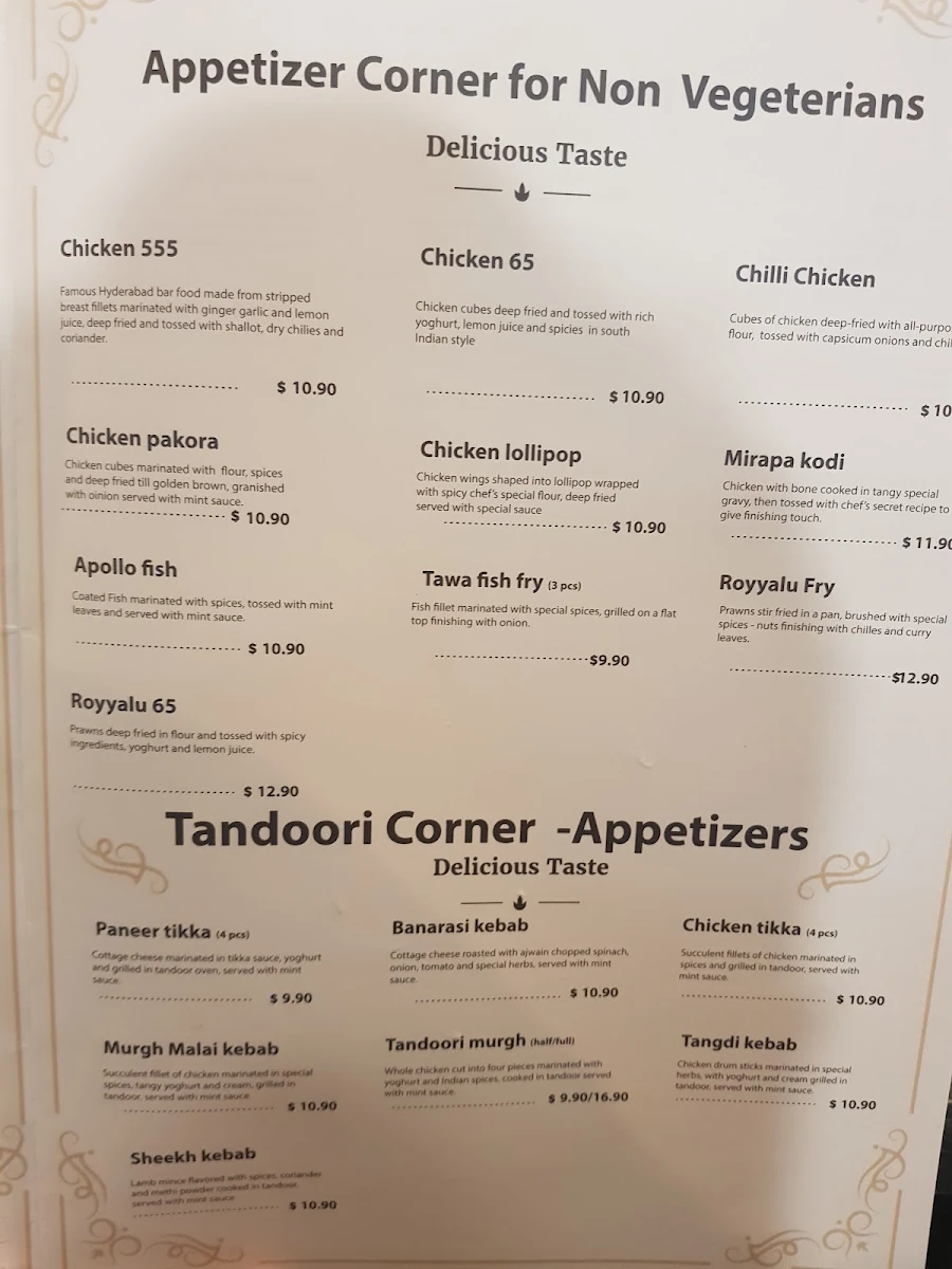 Menu, Biryani Corner Homebush
