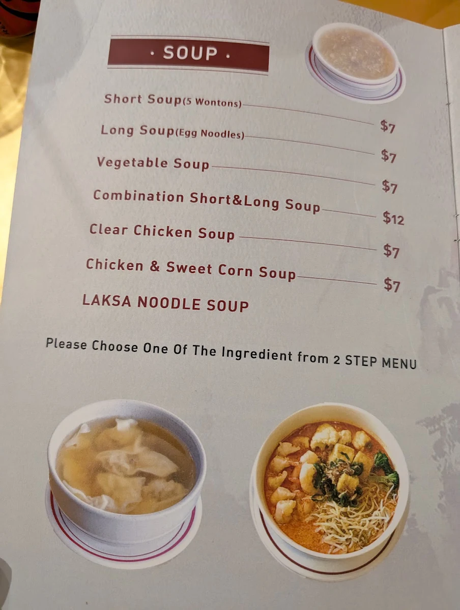 Menu, Tang's Palace Kings Langley