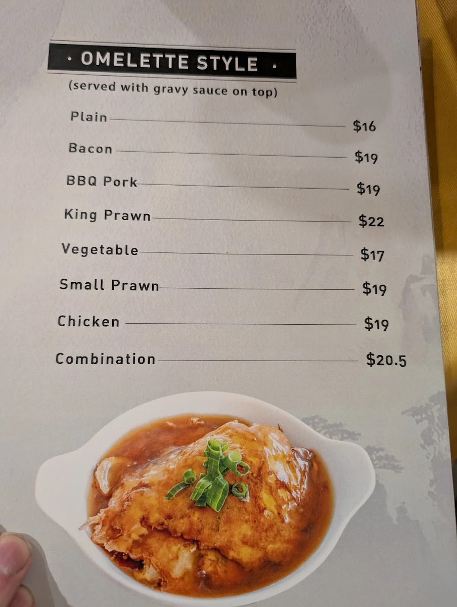 Menu, Tang's Palace Kings Langley