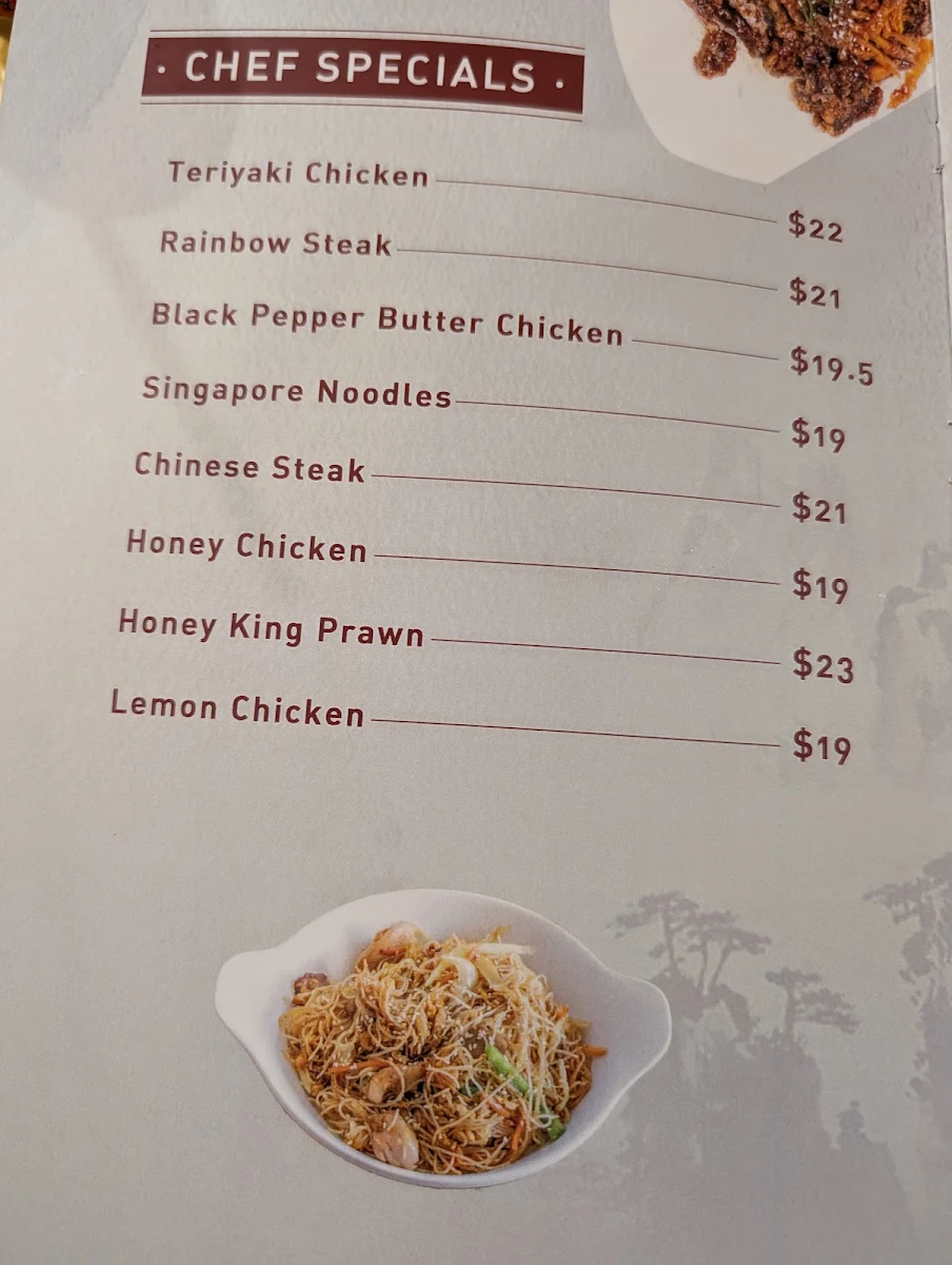 Menu, Tang's Palace Kings Langley