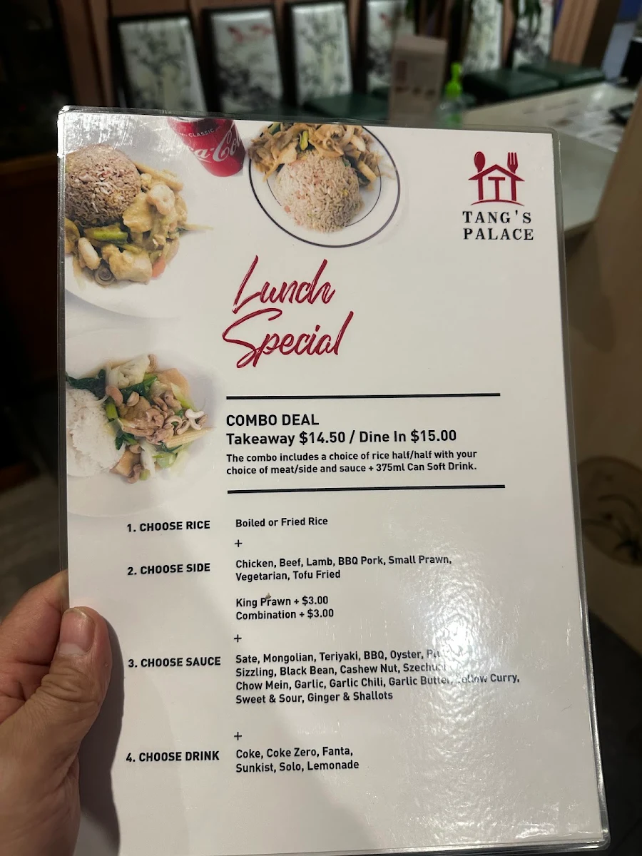 Menu, Tang's Palace Kings Langley