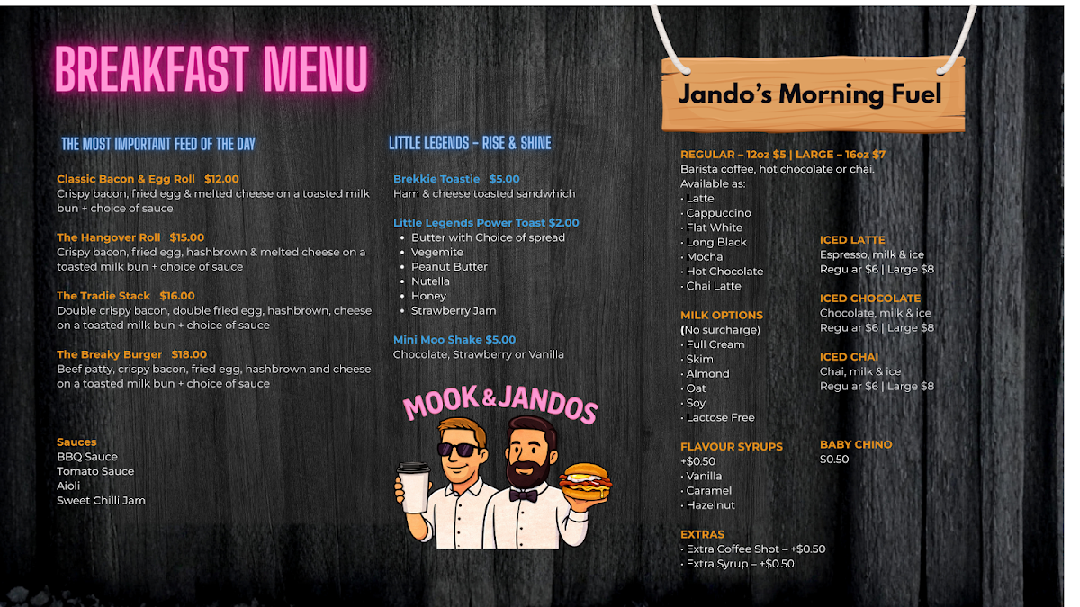 Menu, Mook & Jandos
