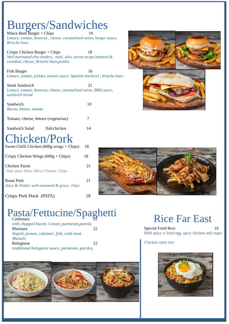 Menu, Townsville cravings