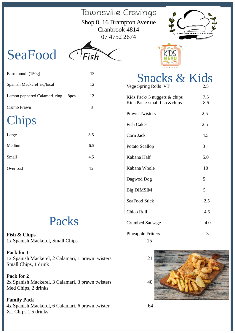 Menu, Townsville cravings