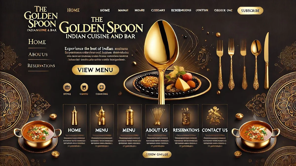 Menu, The Golden Spoon Indian cuisine