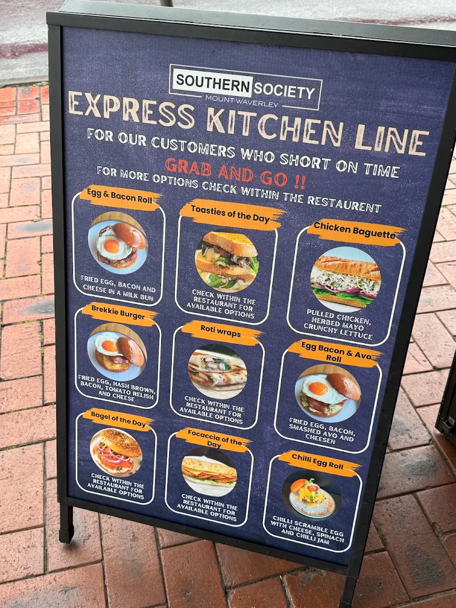Menu, Southern Society Cafe & Restaurant