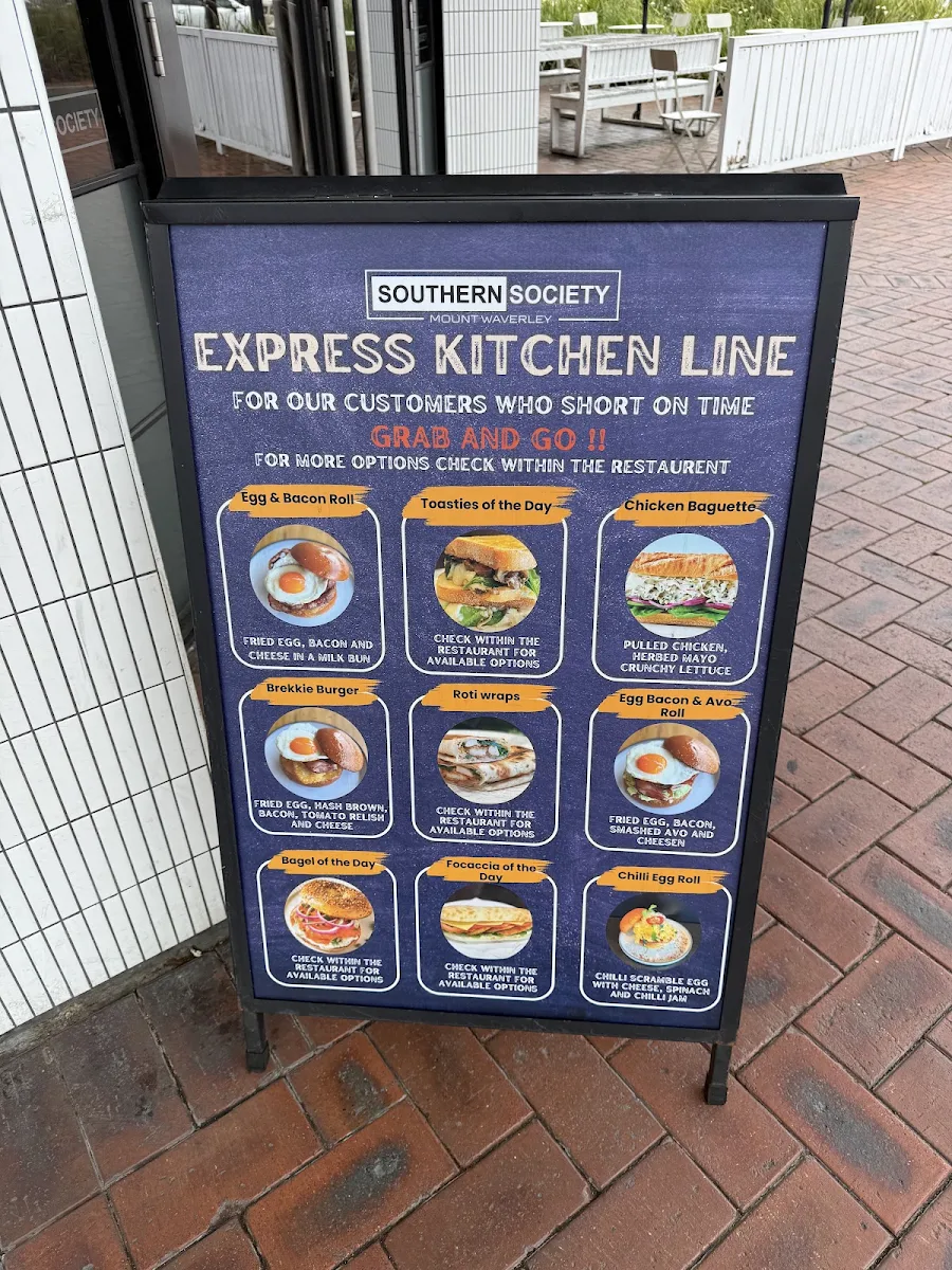 Menu, Southern Society Cafe & Restaurant