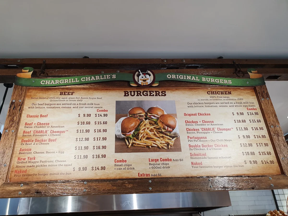 Menu, Chargrill Charlie's Annandale