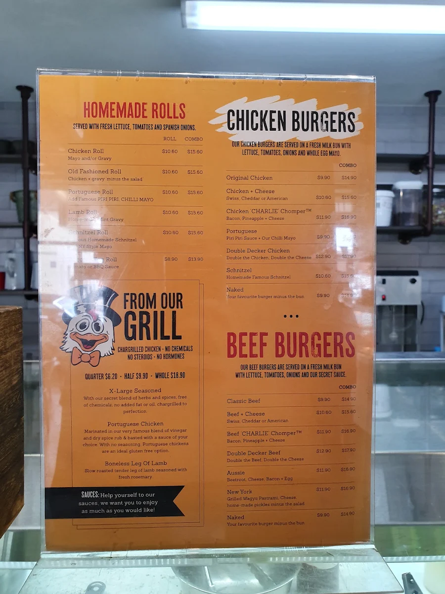 Menu, Chargrill Charlie's Annandale