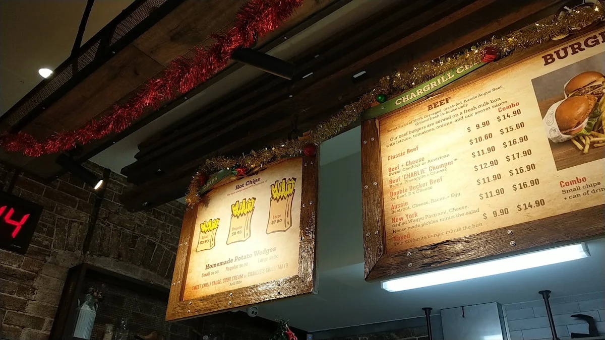 Menu, Chargrill Charlie's Annandale
