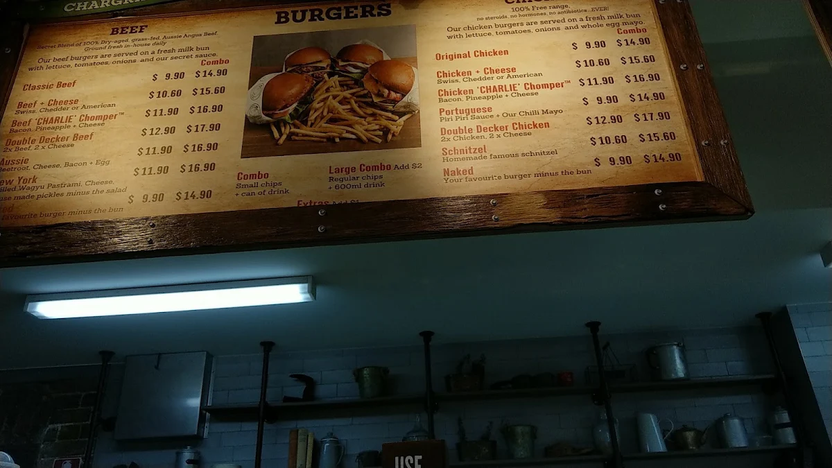 Menu, Chargrill Charlie's Annandale