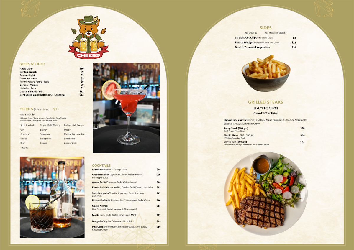 Menu, Vanilla Pod Pizza & Pasta Bar Kingston