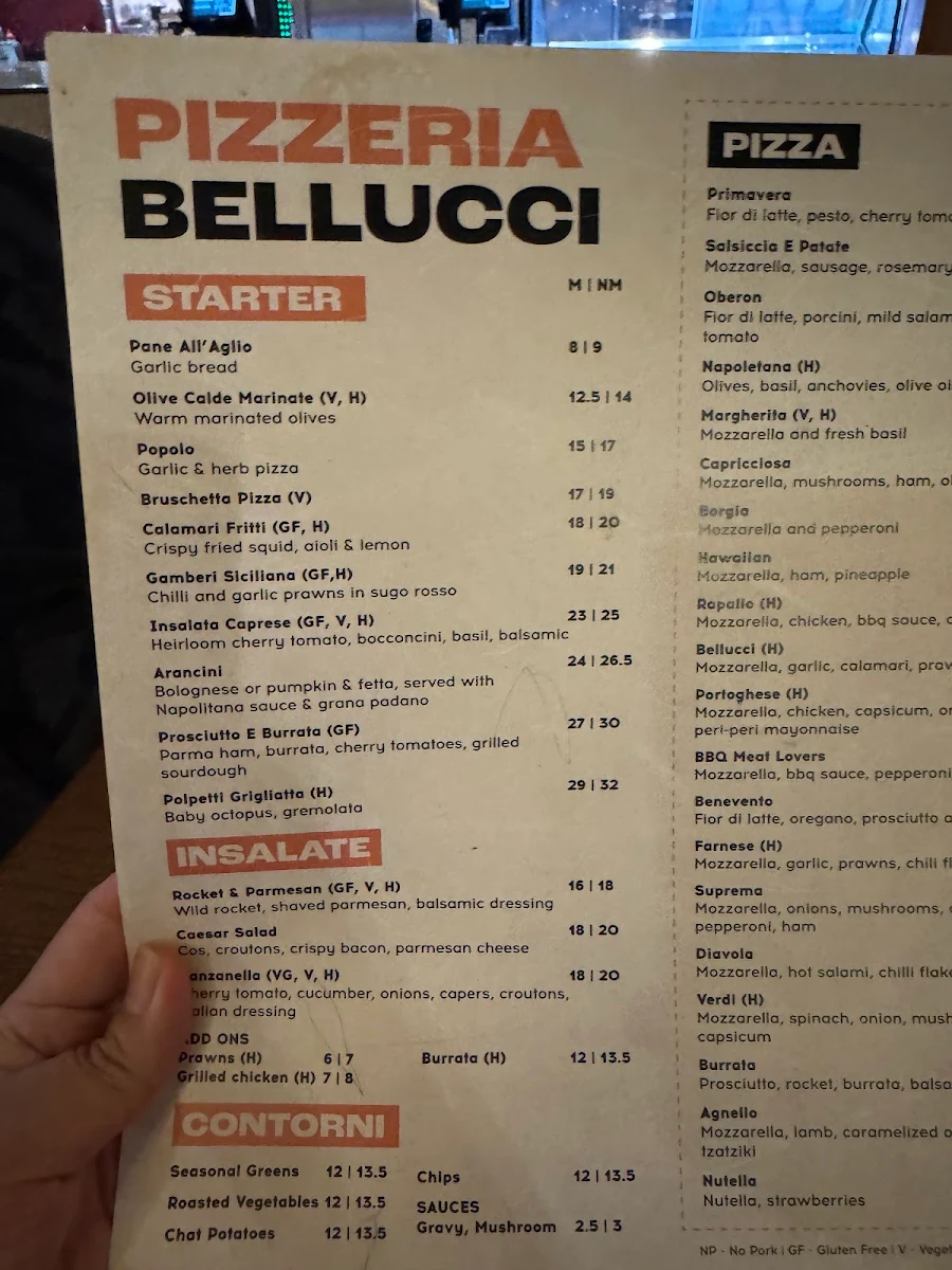 Menu, La Piazza