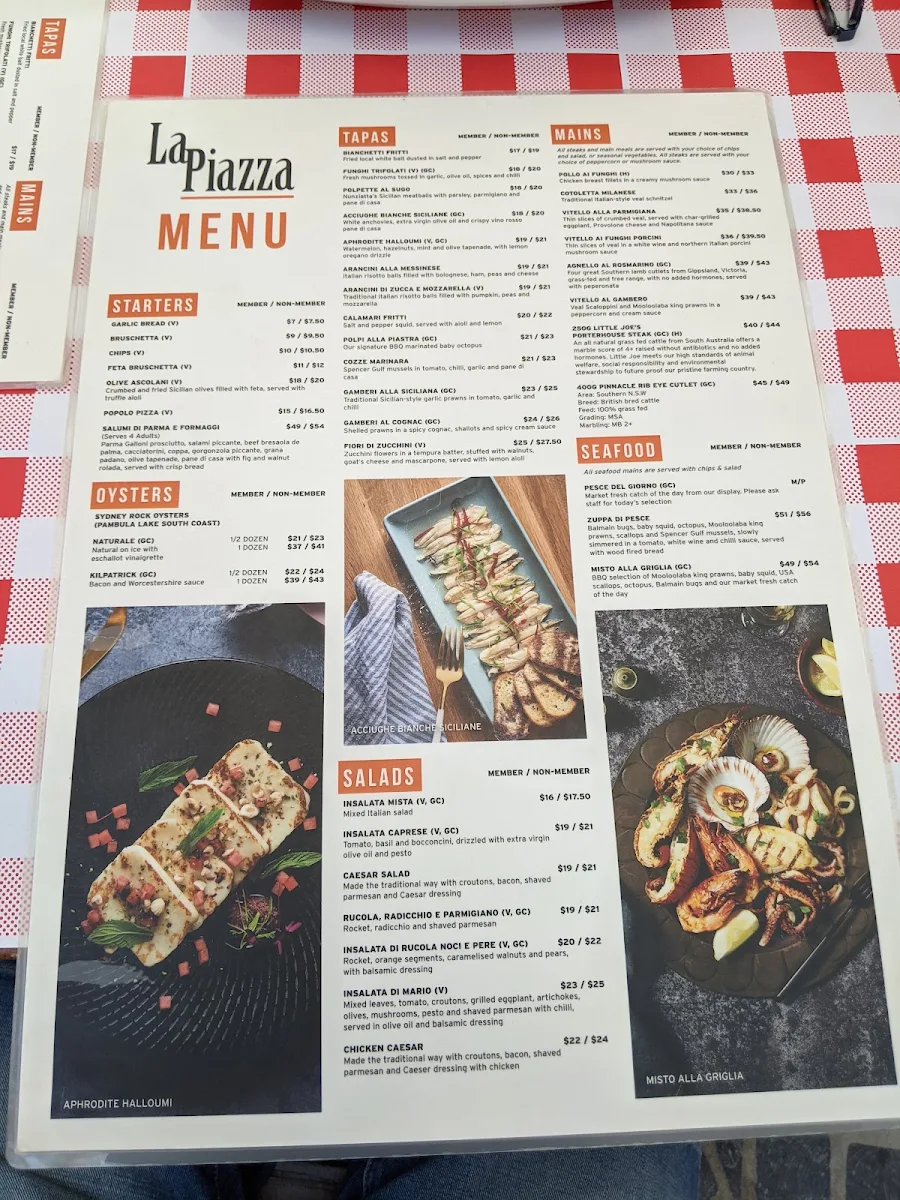 Menu, La Piazza