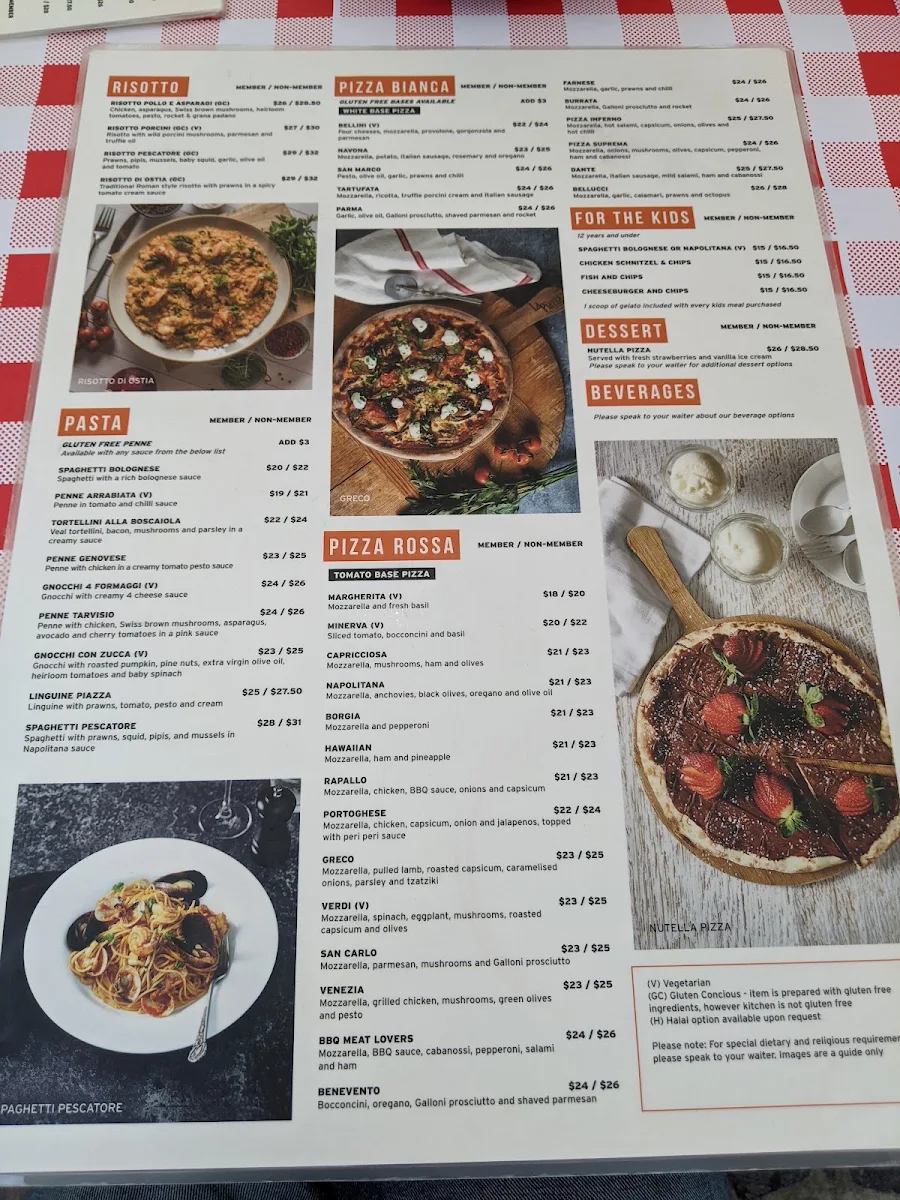 Menu, La Piazza