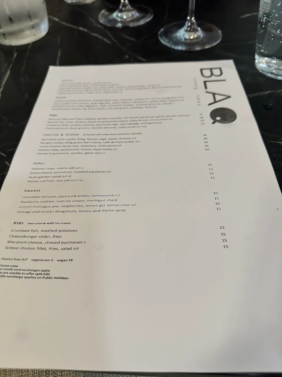 Menu, BLAQ