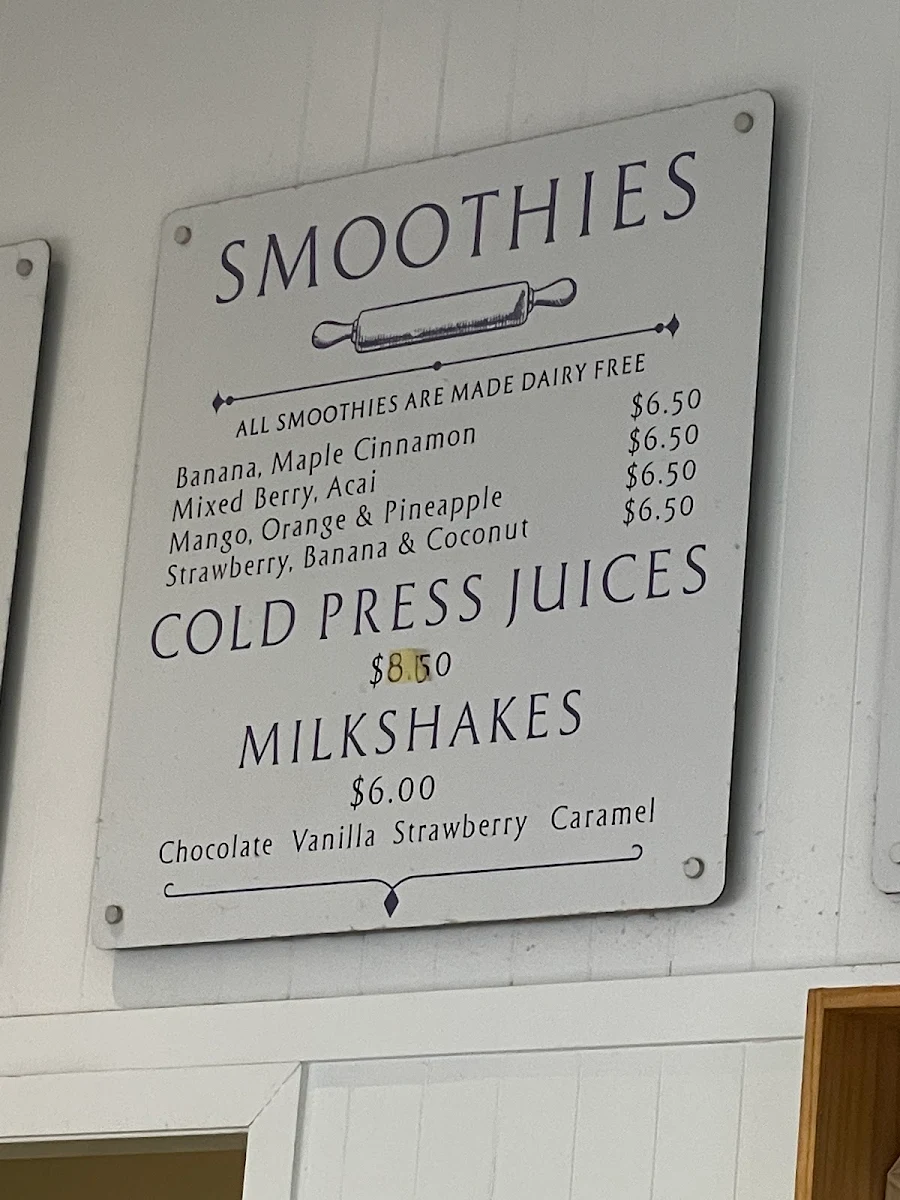 Menu, The Bakers Pantry, Noosa
