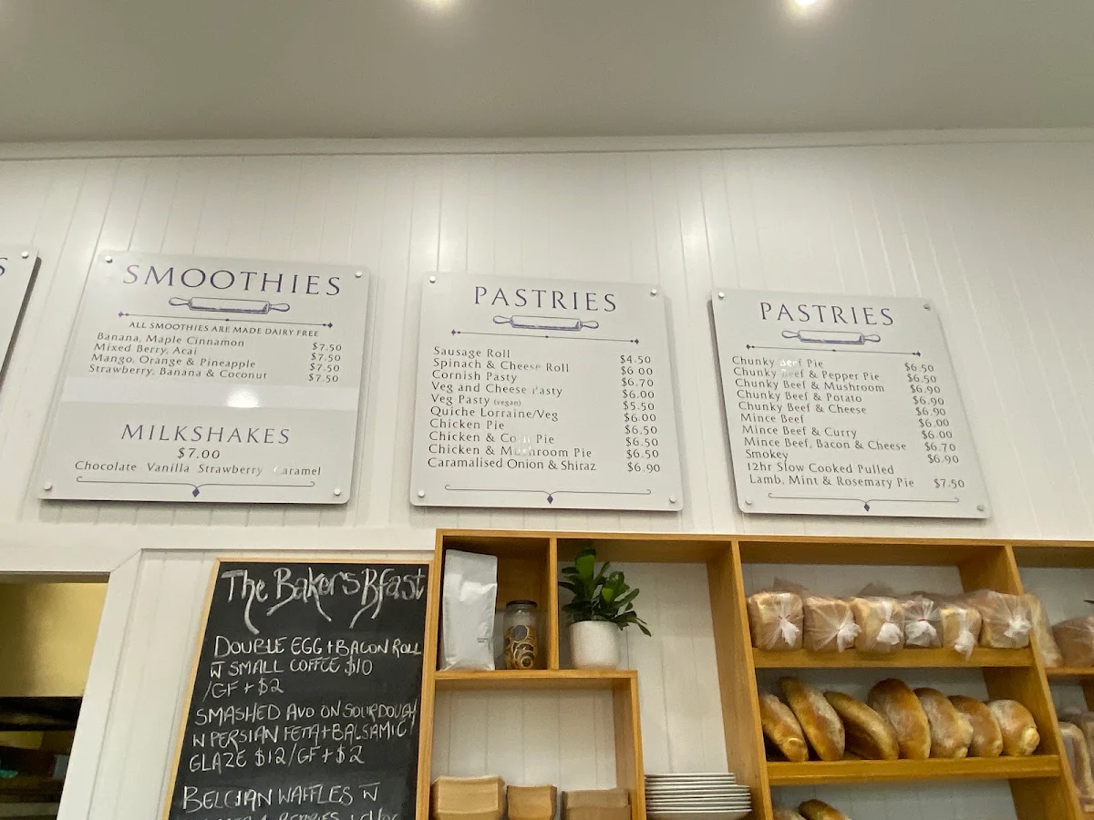 Menu, The Bakers Pantry, Noosa