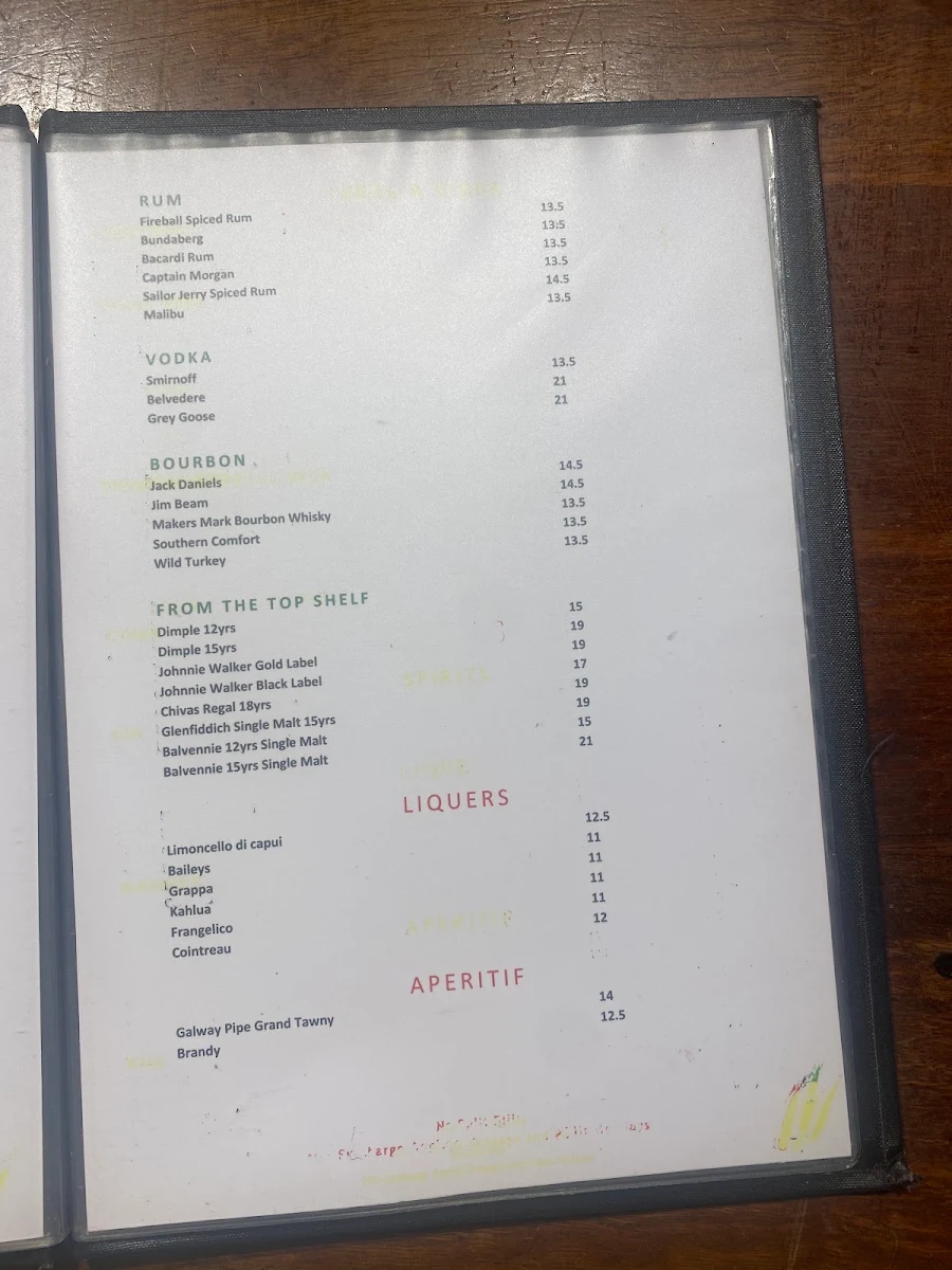 Menu, La Cucina di Vino