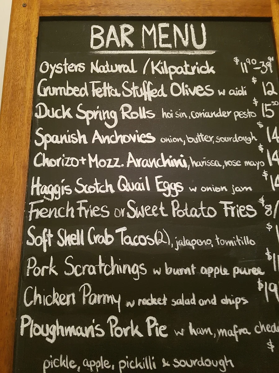 Menu, The Alliance Hotel
