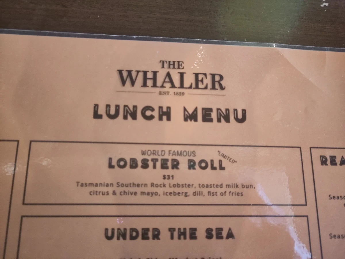 Menu, The Whaler