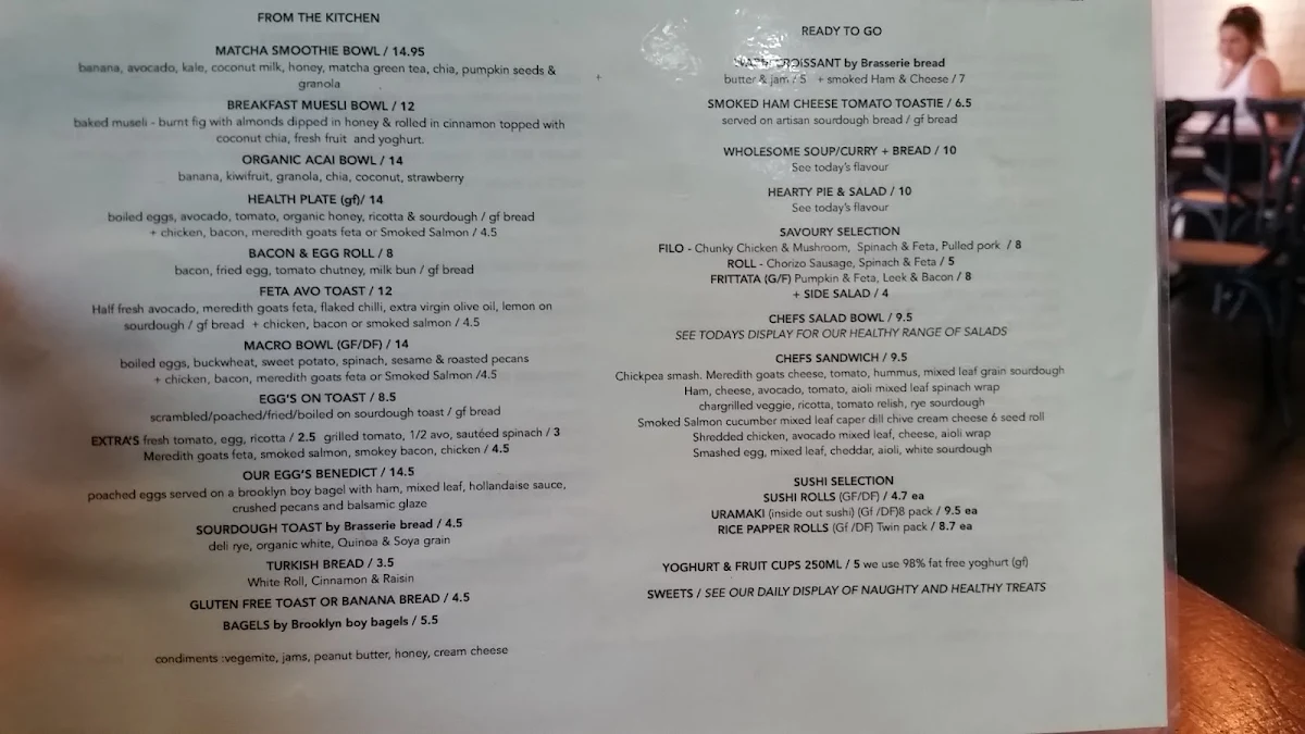 Menu, Brew & Pour