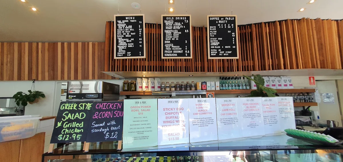 Menu, Brew & Pour
