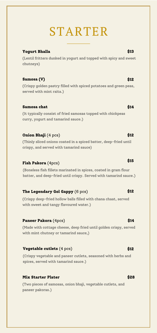 Menu, Zaiqah