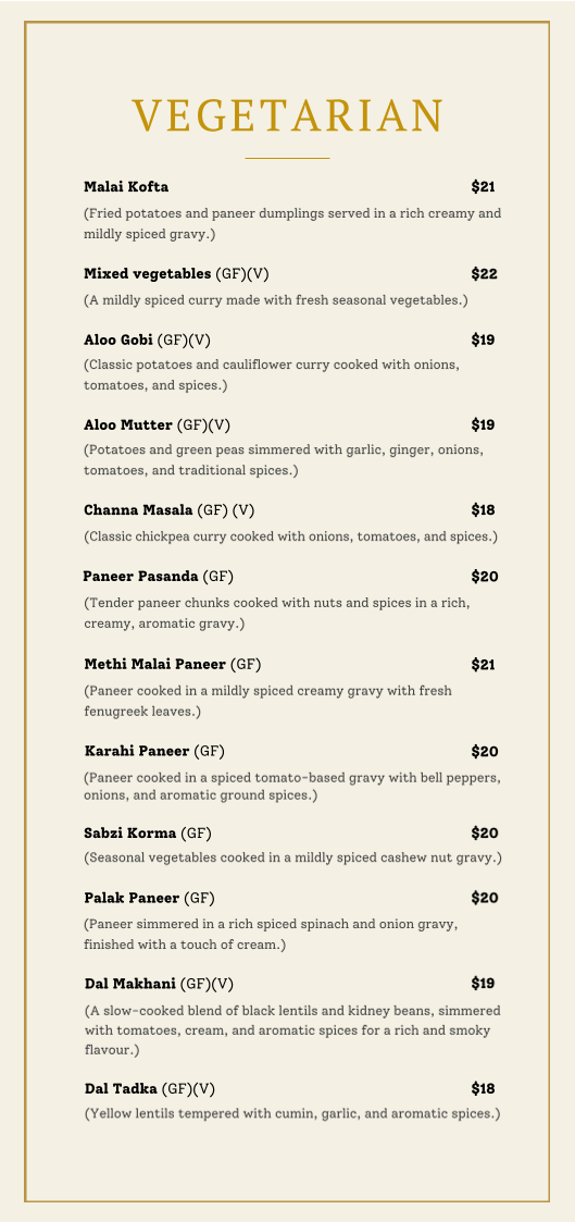 Menu, Zaiqah