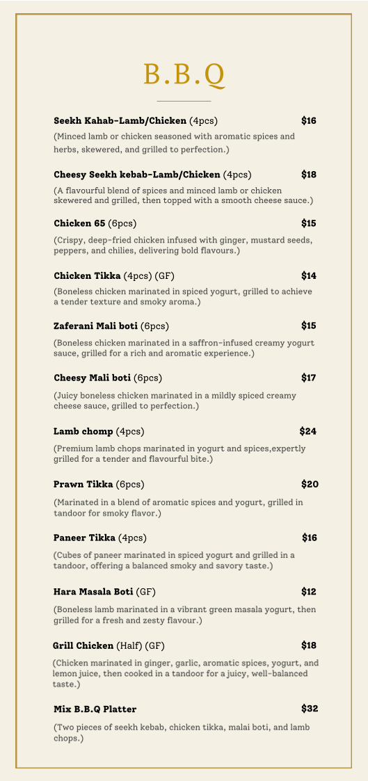 Menu, Zaiqah