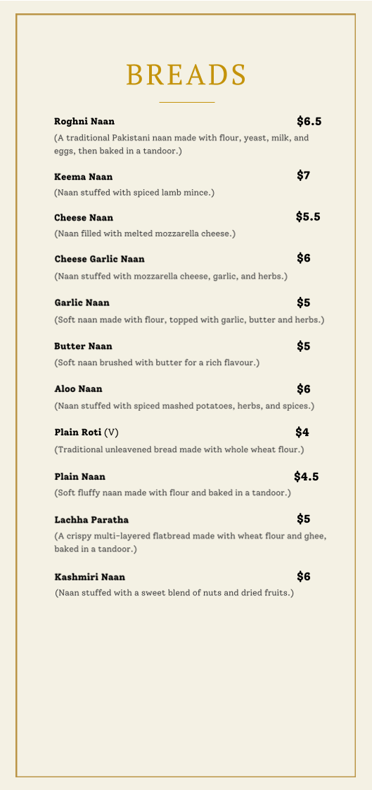 Menu, Zaiqah