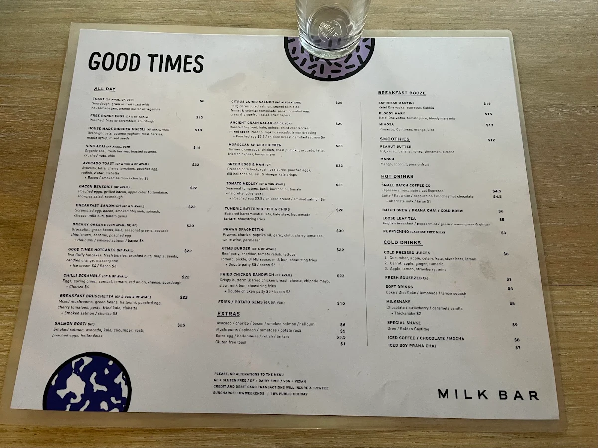Menu, Double Pour Cafe