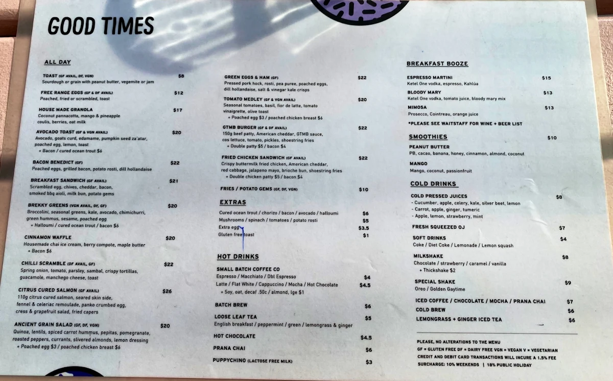 Menu, Double Pour Cafe