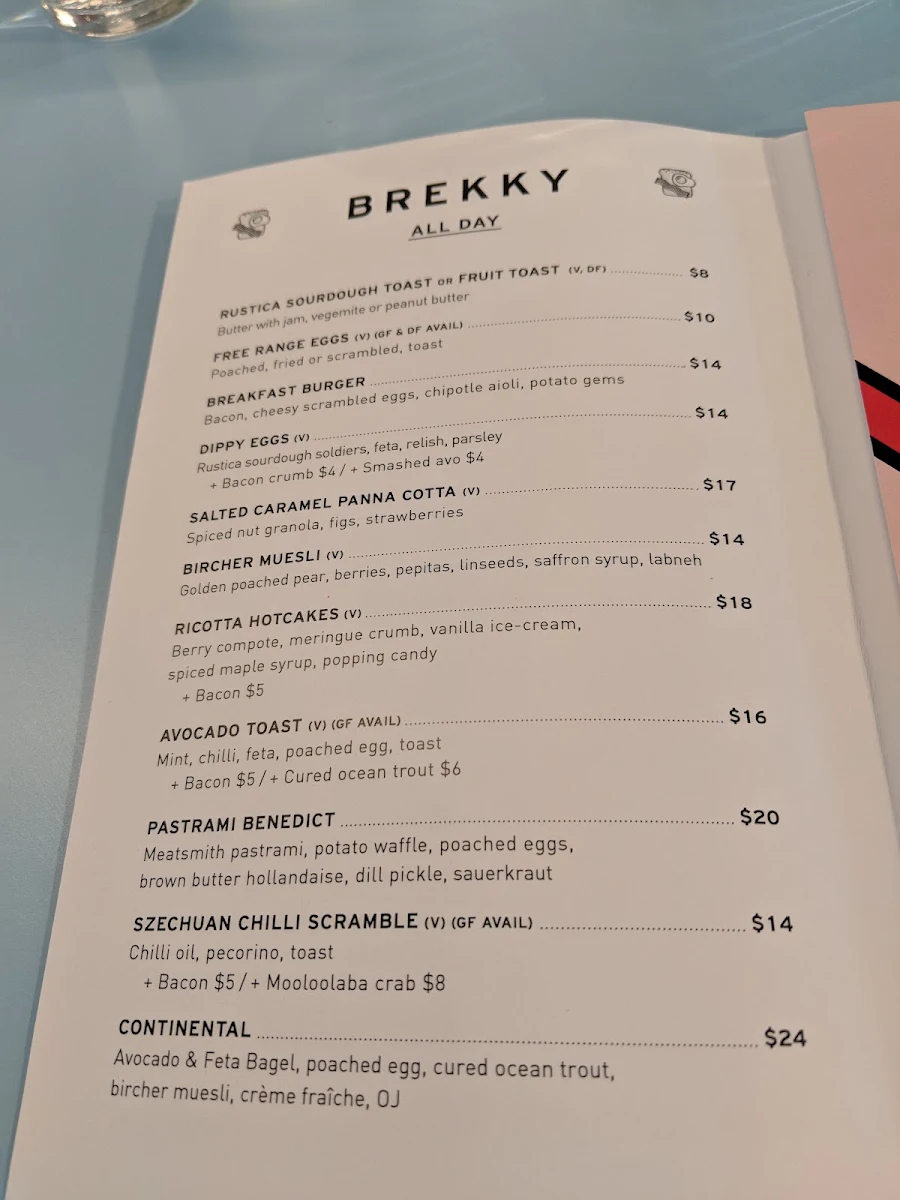 Menu, Double Pour Cafe
