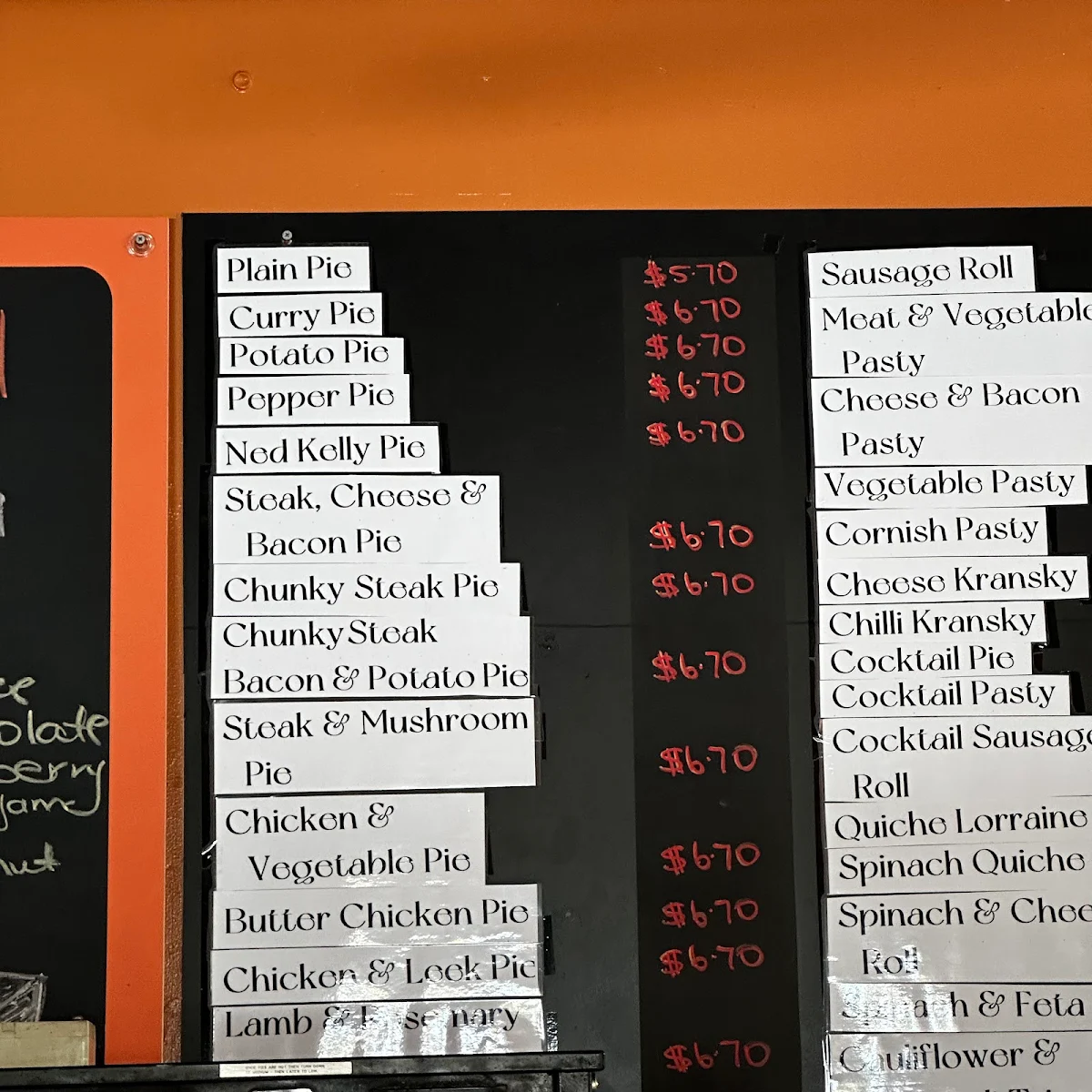 Menu, Keith Bakery and Coffee shop