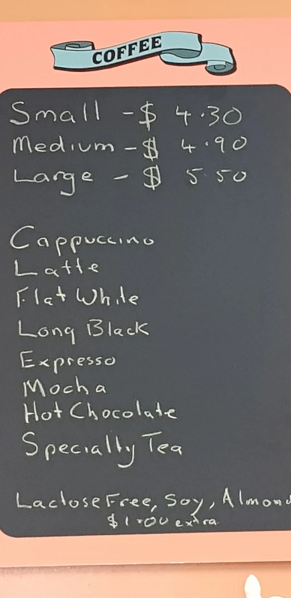Menu, Keith Bakery and Coffee shop