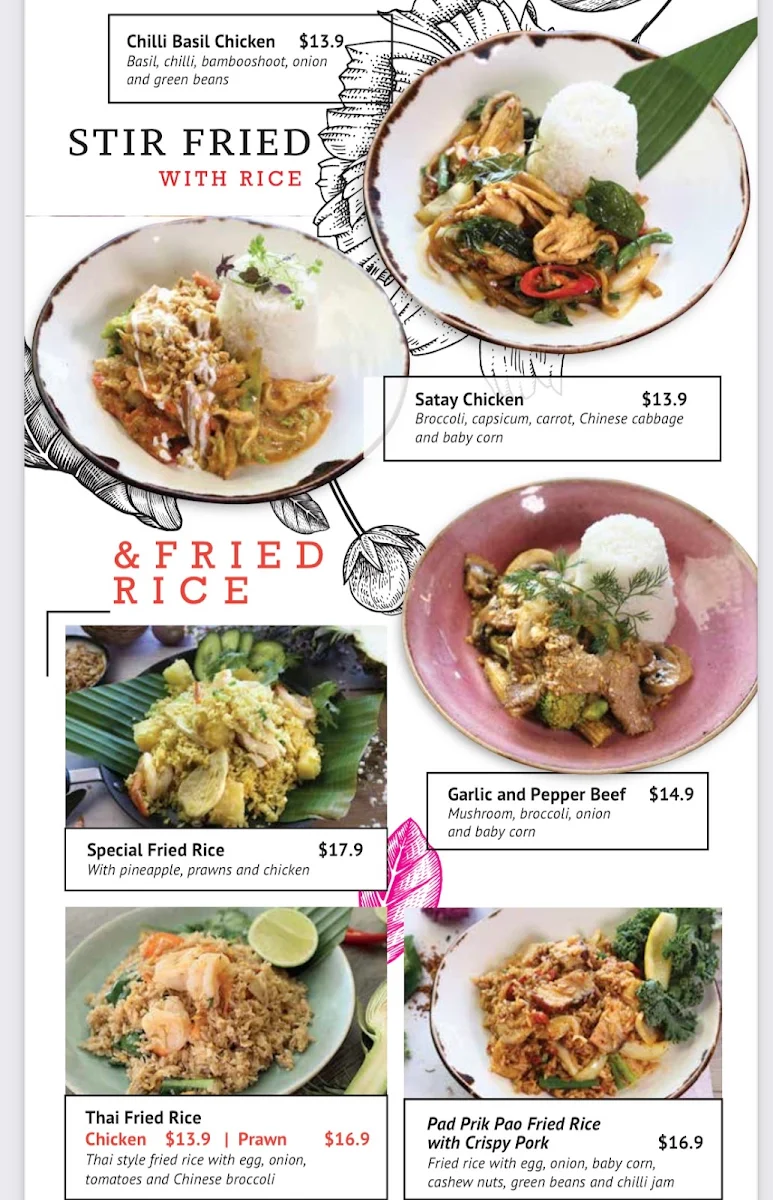Menu, Harbour Thai Restaurant