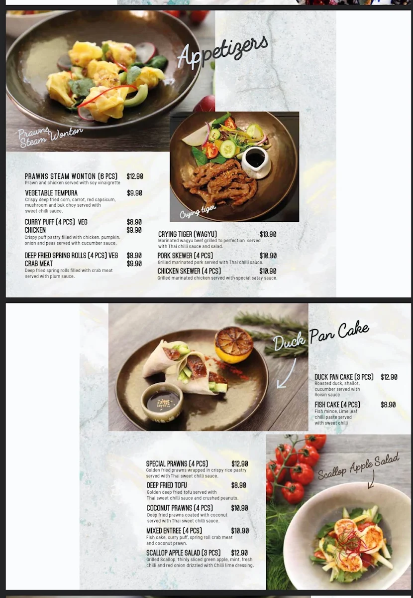 Menu, Harbour Thai Restaurant