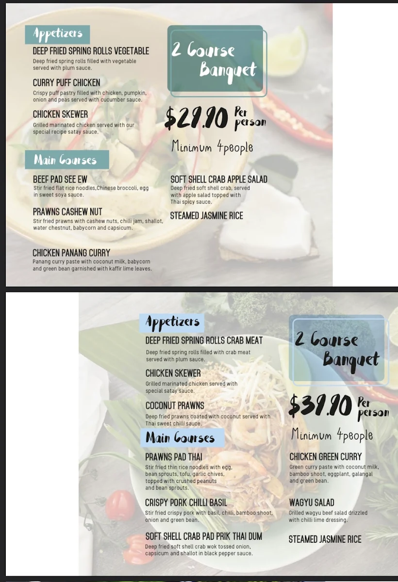 Menu, Harbour Thai Restaurant