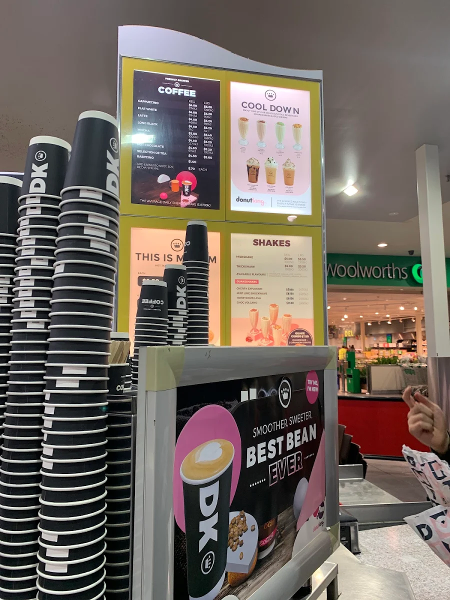 Menu, Donut King Devonport K1