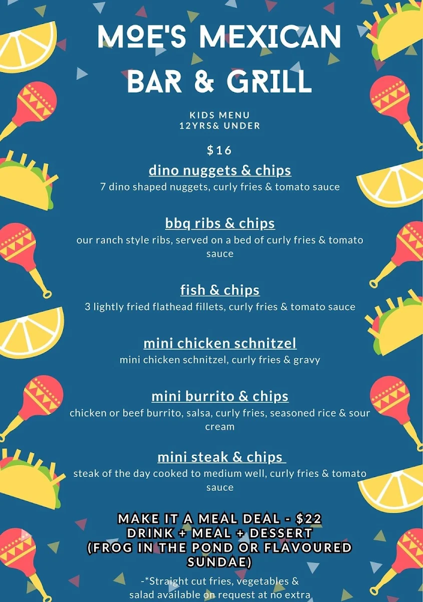Menu, Moe's Mexican Bar & Grill