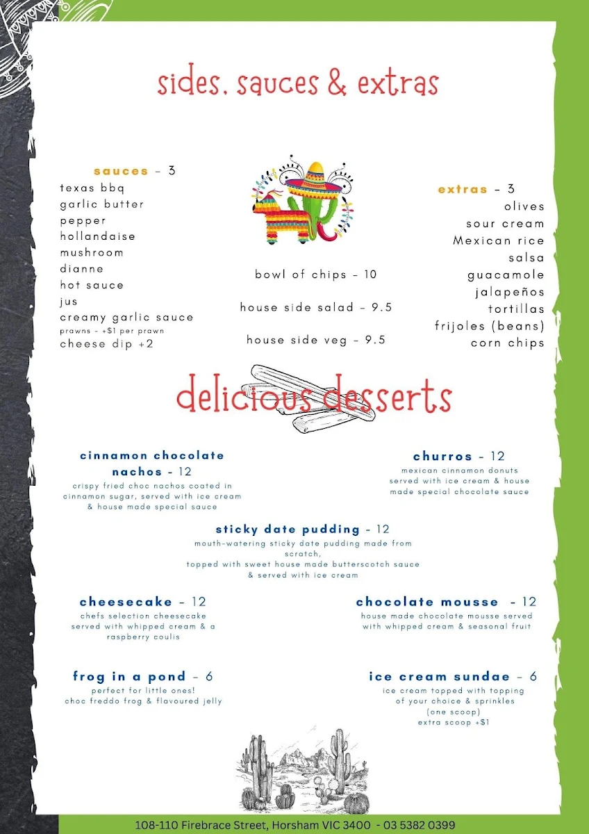 Menu, Moe's Mexican Bar & Grill