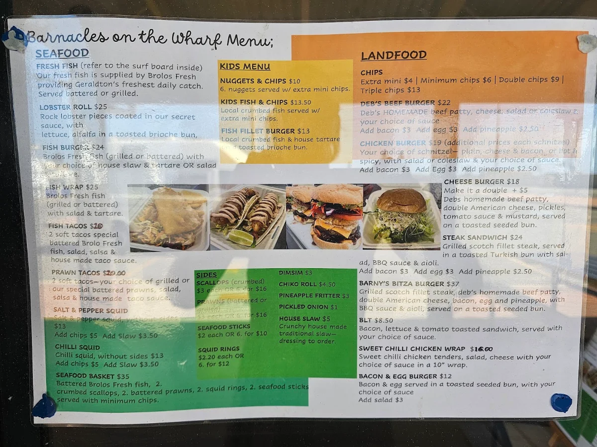 Menu, Barnacles on the Wharf